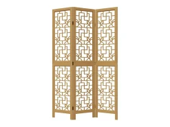 Tabique divisorio de 3 paneles en madera maciza de paulownia marrón