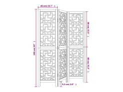 Tabique divisorio de 3 paneles en madera maciza de paulownia marrón