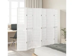 Tabique divisorio de 6 paneles en madera maciza de paulownia blanca