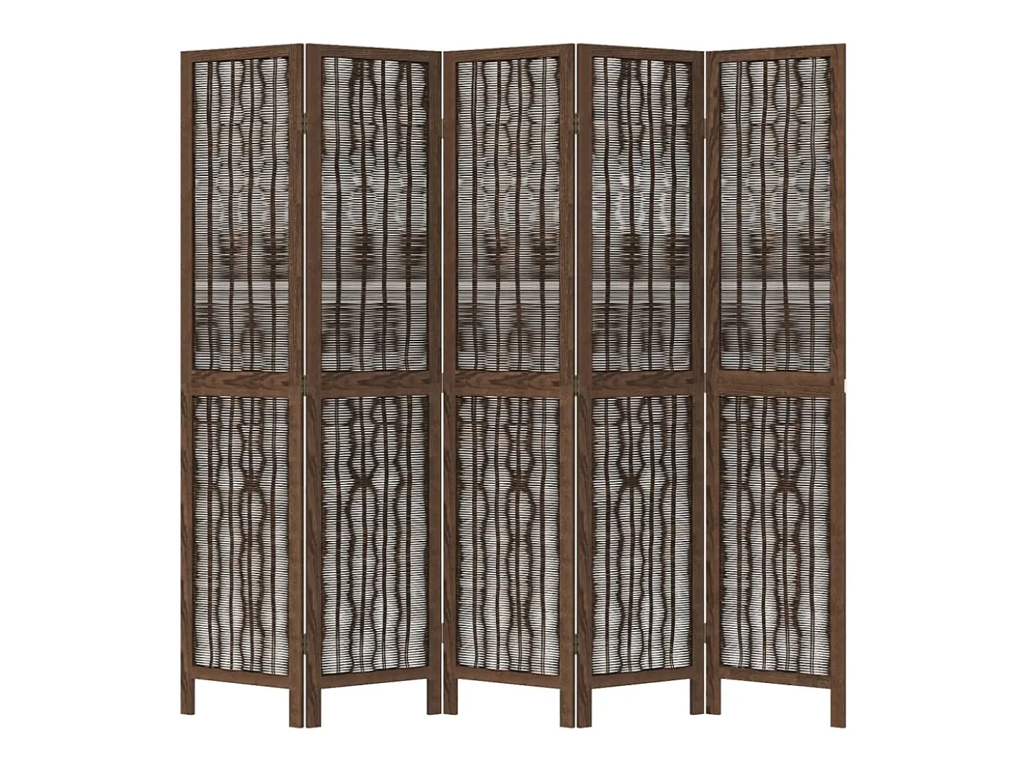 Tabique divisorio de 5 paneles en marrón oscuro fabricado en paulownia maciza