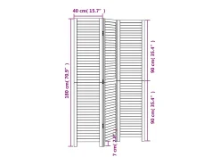 Tabique divisorio de 3 paneles en madera maciza de paulownia negra