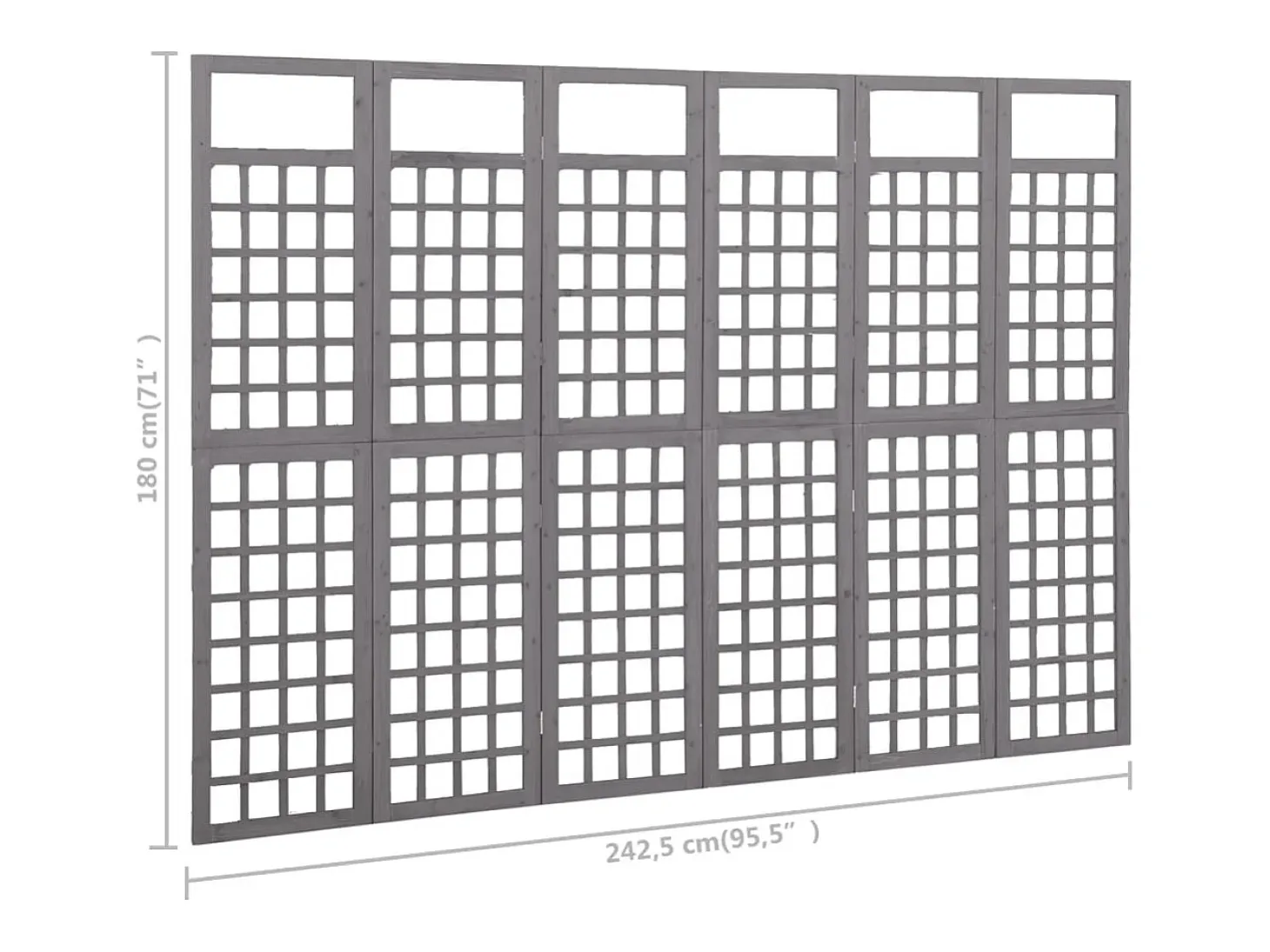 Tabique divisorio de 6 paneles/celosía de madera maciza de abeto