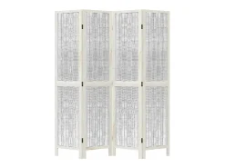 Tabique divisorio de 4 paneles en madera maciza de paulownia blanca
