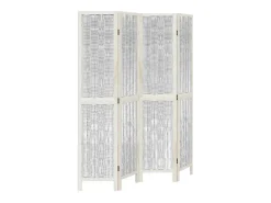 Tabique divisorio de 4 paneles en madera maciza de paulownia blanca