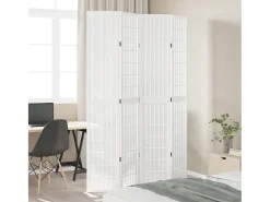 Tabique divisorio de 4 paneles en madera maciza de paulownia blanca