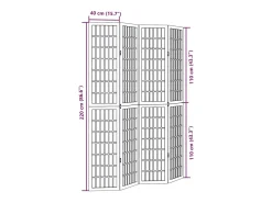 Tabique divisorio de 4 paneles en madera maciza de paulownia blanca