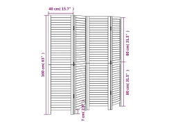 Tabique divisorio de 4 paneles en madera maciza de paulownia negra