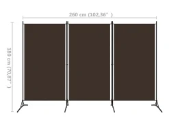 Sale Tabique divisorio de 3 paneles Marrón 260x180 cm Marru00f3n