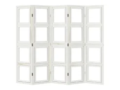 Tabique divisorio de 5 paneles en madera maciza de paulownia blanca Blanco
