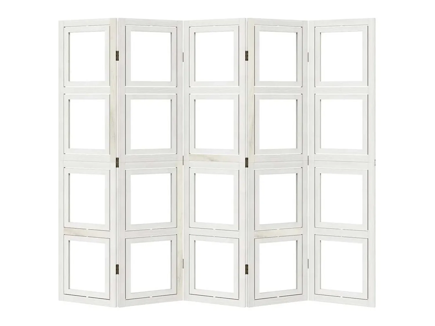 Tabique divisorio de 5 paneles en madera maciza de paulownia blanca Blanco