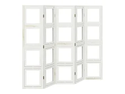 Tabique divisorio de 5 paneles en madera maciza de paulownia blanca Blanco
