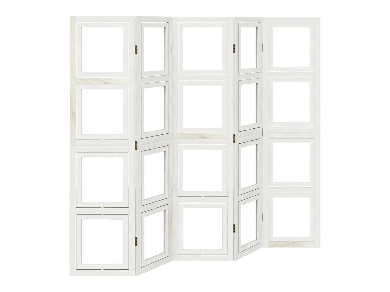 Tabique divisorio de 5 paneles en madera maciza de paulownia blanca Blanco