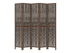 Tabique divisorio de 5 paneles en marrón oscuro fabricado en paulownia maciza