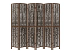 Sale Tabique divisorio de 6 paneles en color marrón oscuro fabricado en paulownia maciza Marru00f3n