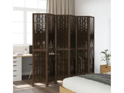 Sale Tabique divisorio de 6 paneles en color marrón oscuro fabricado en paulownia maciza Marru00f3n