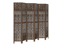 Sale Tabique divisorio de 6 paneles en color marrón oscuro fabricado en paulownia maciza Marru00f3n