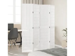 Tabique divisorio de 4 paneles en madera maciza de paulownia blanca