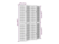 Tabique divisorio de 4 paneles en madera maciza de paulownia negra