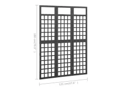 Tabique divisorio de 3 paneles Madera de pino Negro 121x180 cm