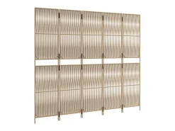 Tabique divisorio de 5 paneles de mimbre de resina beige