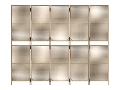 Tabique divisorio de 5 paneles de mimbre de resina beige