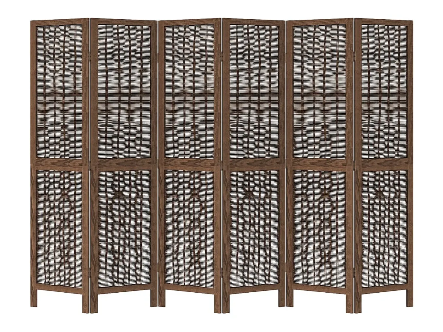 Tabique divisorio de 6 paneles en color marrón oscuro fabricado en paulownia maciza