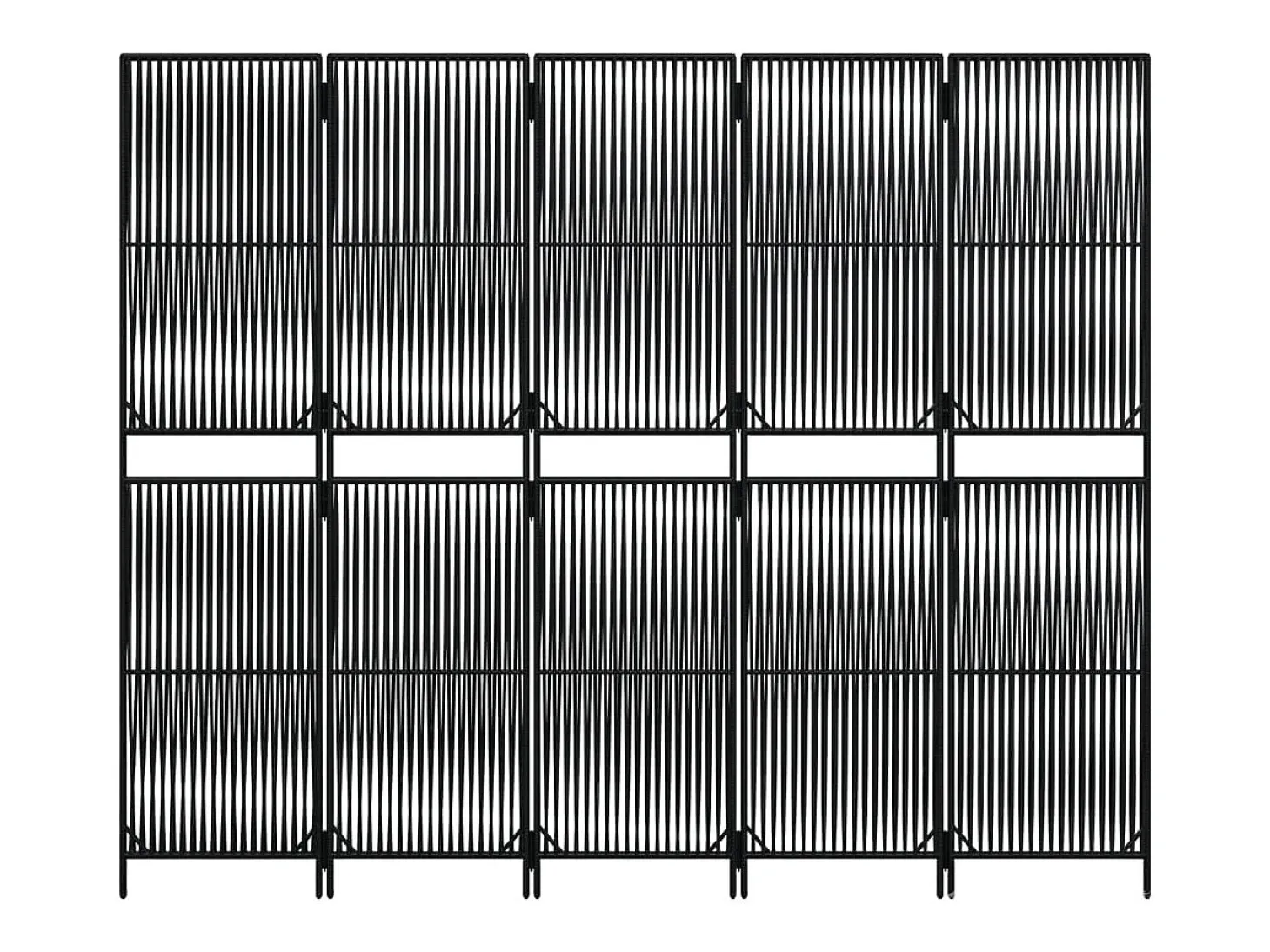 Tabique divisorio de 5 paneles de mimbre de resina negra