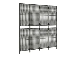 Sale Tabique divisorio de mimbre de resina de 4 paneles Gris