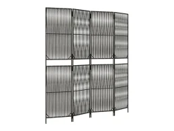 Sale Tabique divisorio de mimbre de resina de 4 paneles Gris