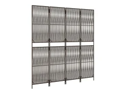 Sale Tabique divisorio de mimbre de resina marrón de 4 paneles Marru00f3n