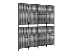 Tabique divisorio de mimbre de resina negra de 4 paneles