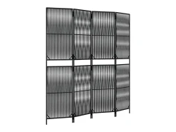Tabique divisorio de mimbre de resina negra de 4 paneles