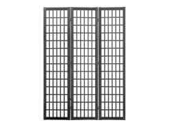 Tabique Divisorio SucceBuy, Tabique Divisorio Japonés de 3 Paneles, Tabique Japonés Portátil, de Madera, Gira 360°, 120,5 x 170 x 1,9 cm, para Separar Habitaciones Negro