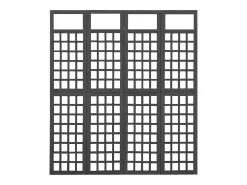 Tabique divisorio/celosía de 4 paneles de madera maciza de abeto
