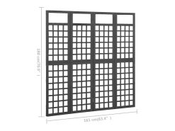 Tabique divisorio/celosía de 4 paneles de madera maciza de abeto