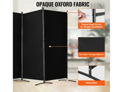 Tabique SucceBuy Biombo, Biombo Plegable de 3 Paneles, Separador Portátil, Color Negro