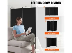 Tabique SucceBuy Biombo, Biombo Plegable de 3 Paneles, Separador Portátil, Color Negro