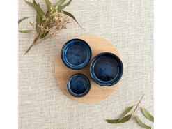 Sale Tabla de aperitivo Moana Bidasoa 3 cuencos cerámica natural/azul Azul oscuro