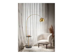 Hot Tableau - Lámpara de pie LED de latón bruñido, 1 casquillo E27 máx. 60 W, 192 cm de altura, regulable en altura 180° - Perenz Dorado