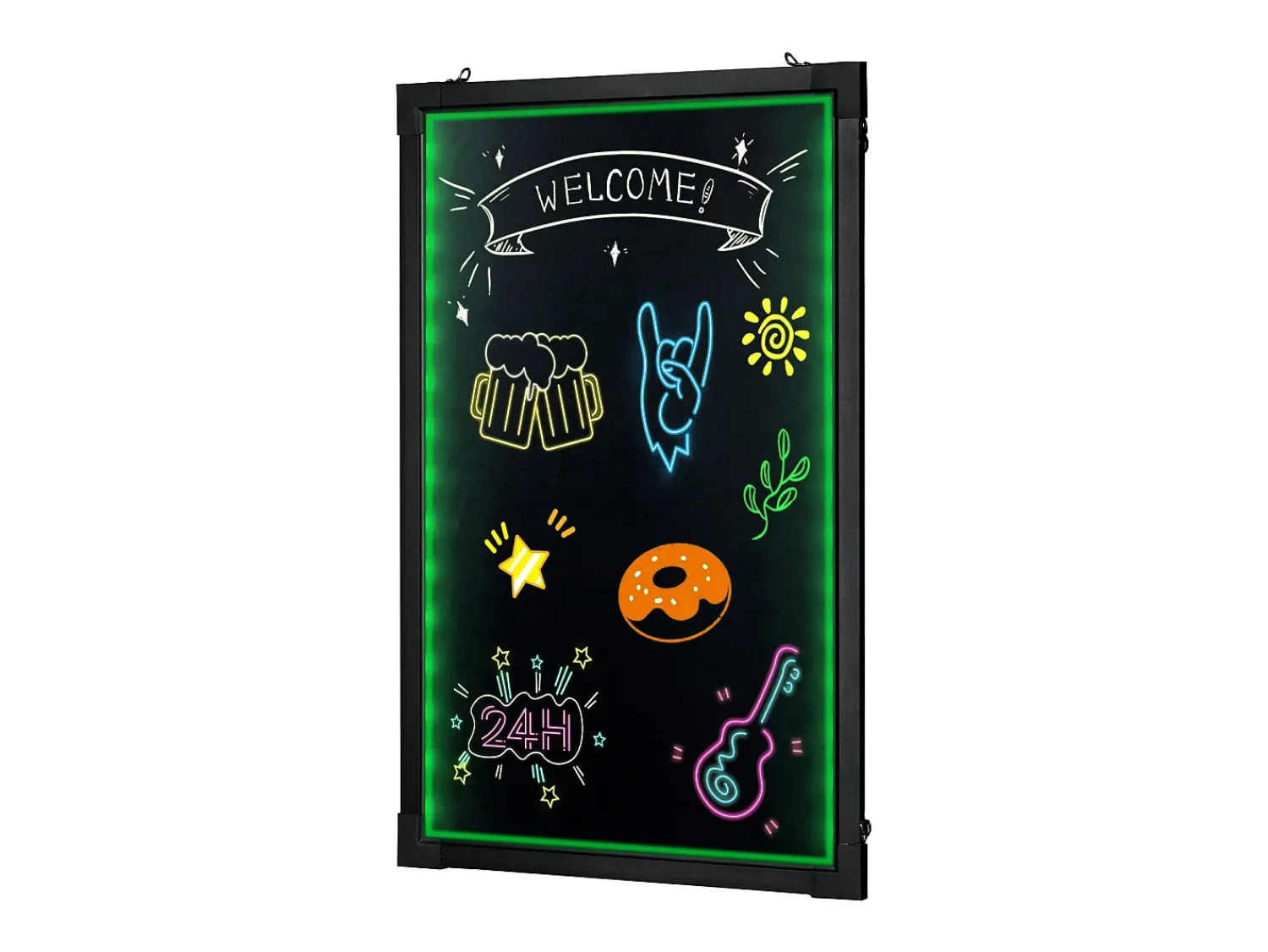 Cuadro^Tablero de Escritura de Mensajes a LED SucceBuy 40,5 x 60,5 cm, con Marcadores y Teléfono Negro