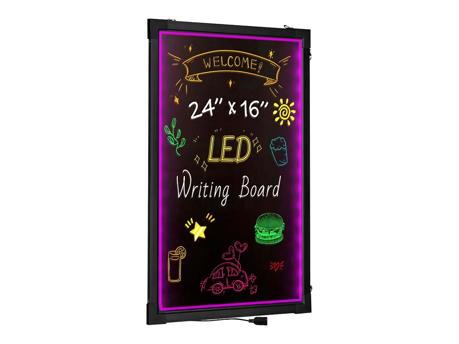 Cuadro^Tablero de Escritura de Mensajes a LED SucceBuy 40,5 x 60,5 cm, con Marcadores y Teléfono Negro