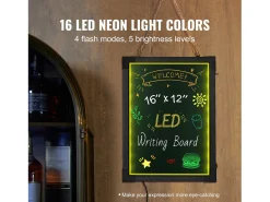 Clearance Tablero de Escritura de Mensajes con LED SucceBuy, 40,5 x 30,2 cm Iluminado y Borrable, para la Casa, la Tienda de Bodas Negro