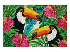 Felpudo^Tapete de fibra de coco blanqueada con motivo de tucanes 40x60cm para interior/exterior cubierto Multicolor