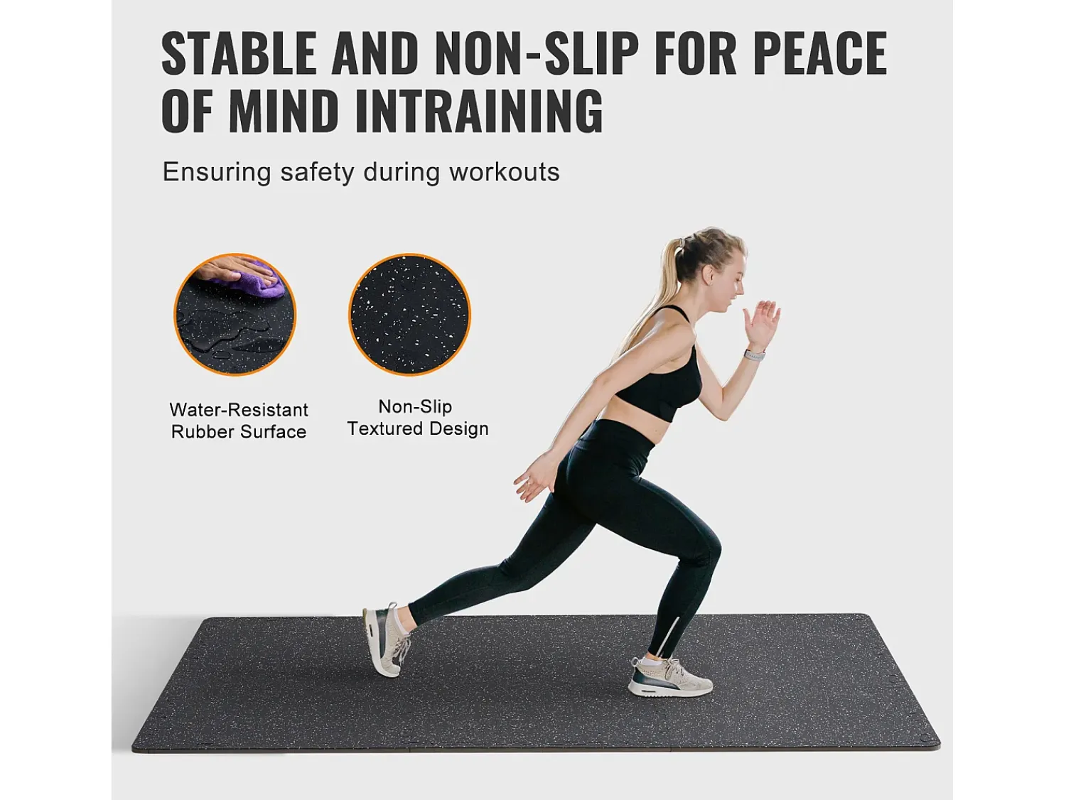 Felpudo^Tapete Entrelazado SucceBuy de 1.4 cm de Grosor para Gimnasio, 25 Piezas, Superficie de Goma, Blanco y Negro