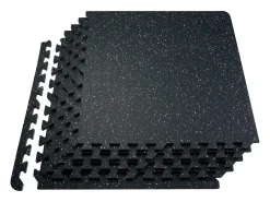 Felpudo^Tapete Entrelazado SucceBuy de 1.4 cm de Grosor para Gimnasio, 25 Piezas, Superficie de Goma, Blanco y Negro