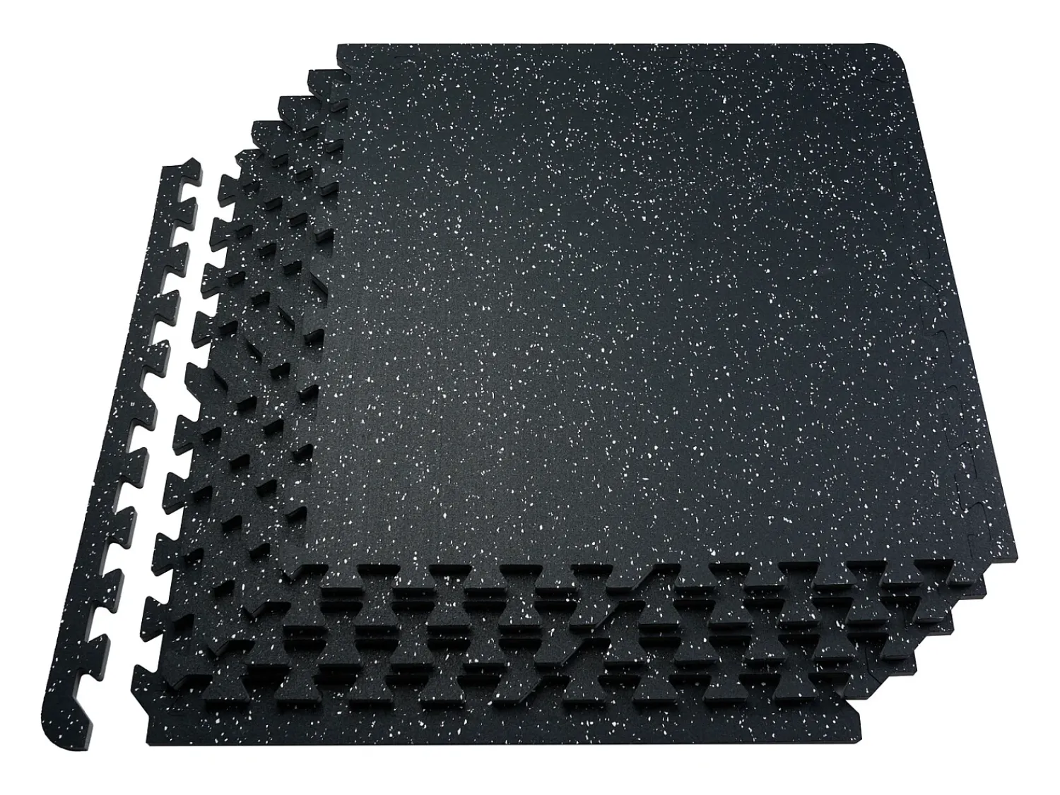 Felpudo^Tapete Entrelazado SucceBuy de 1.4 cm de Grosor para Gimnasio, 25 Piezas, Superficie de Goma, Blanco y Negro