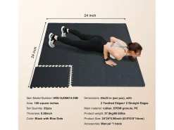 Tapete Entrelazado SucceBuy de 1.4 cm de Grosor para Gimnasio, 25 Piezas, Superficie de Goma, Color Negro y Azul