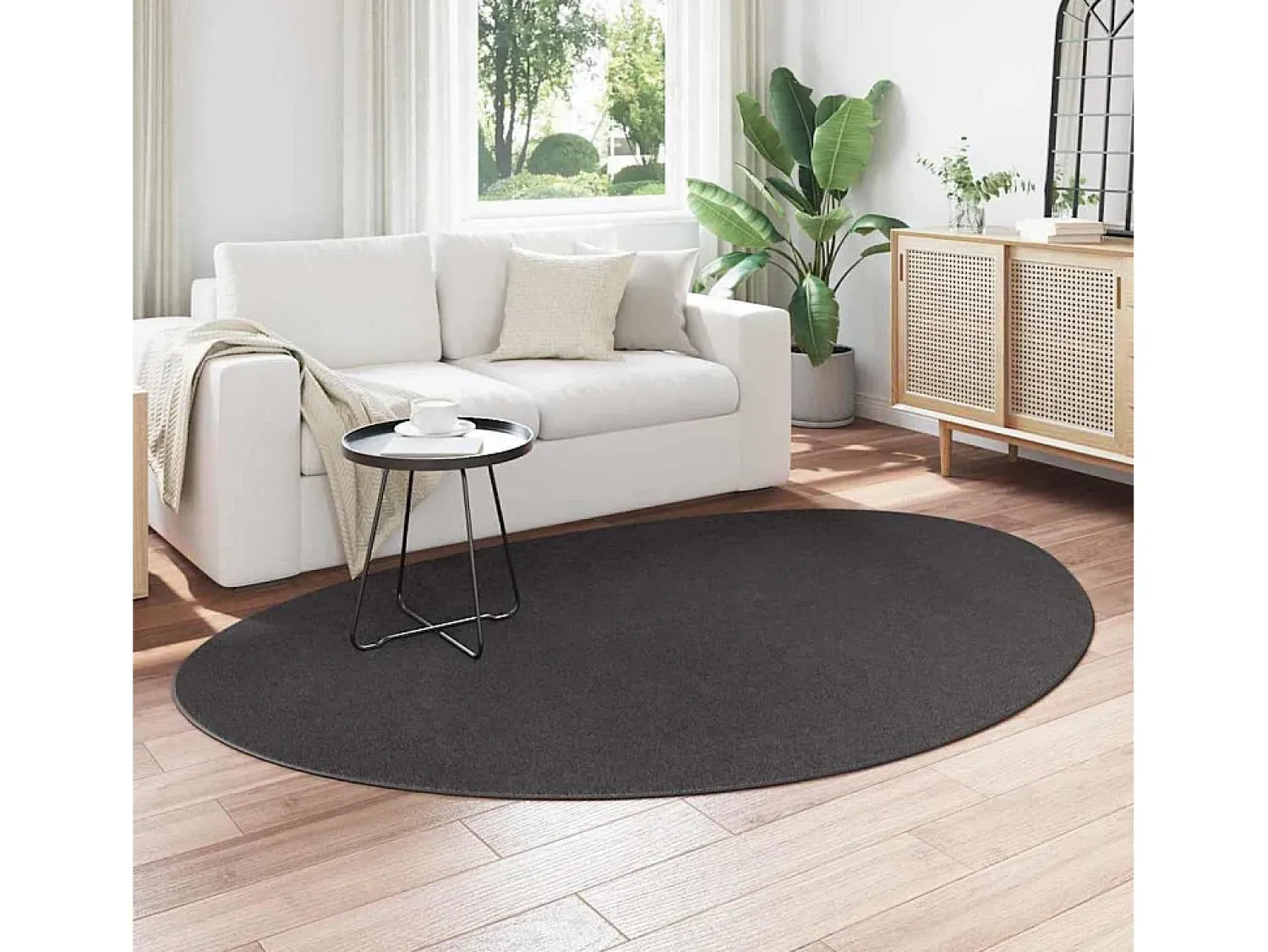Discount Tapiz HUARTE Antracita 160 x 230 cm Poliéster Gris