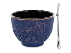 Outlet Taza de hierro fundido azul y bronce 0.15 L + pajita de acero inoxidable con filtro Multicolor