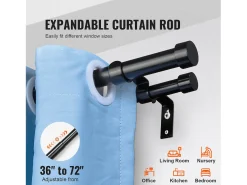 Tendones de Cortinas de Doble Vara SucceBuy, Longitud Ajustable de 36 a 72 Pulgadas, Terminos de Tapón